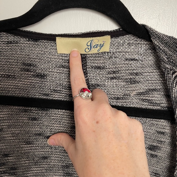 Lizard Thicket | Jay | Knit Boho Cardigan Tassels Sheer Grey - Picture 3 of 5